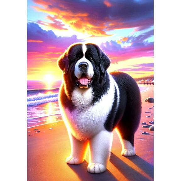 Newfoundland Landseer - Best of Breed DCR Summer Sunset Outdoor Garden Flag 12" x 17"