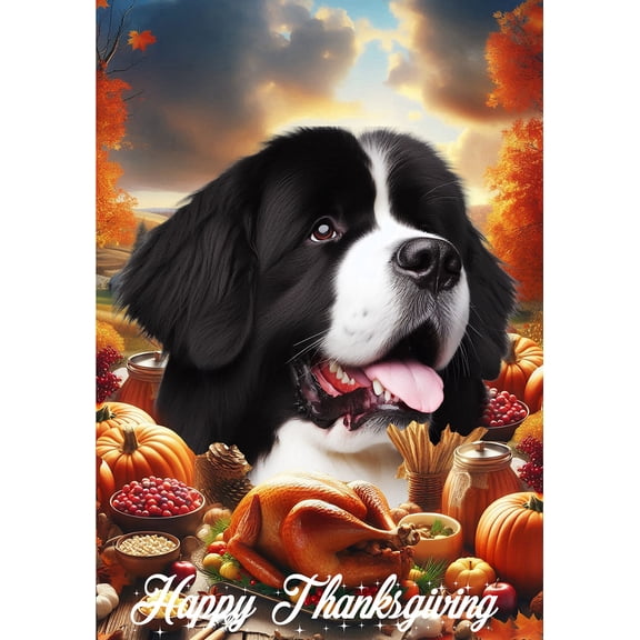 Newfoundland Landseer - Best of Breed Thanksgiving Outdoor House Flag 28" x 40" Mailbox Flag Dog Flag