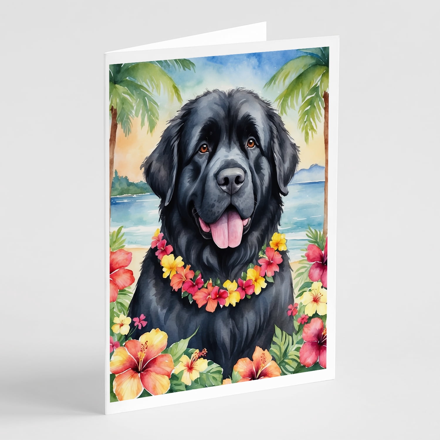 Newfoundland Luau Greeting Cards Pack of 8 7 in x 5 in