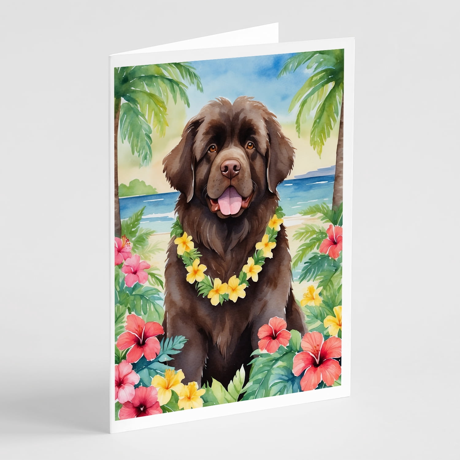 Newfoundland Luau Greeting Cards Pack of 8 7 in x 5 in
