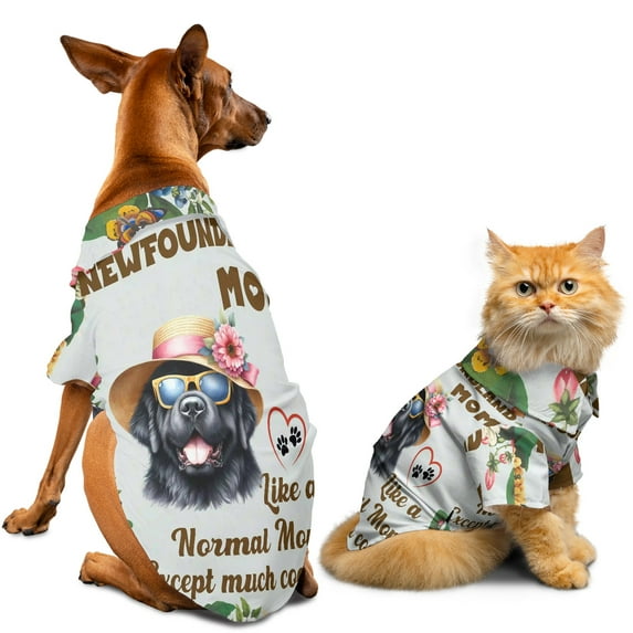 Newfoundland Mom Like a Normal Mom Except Much Cooler Happy Mother's Day Hawaiian Summer Shirt for Small Medium Large Dog Cat Newfie Dog Lover Gifts - 02004