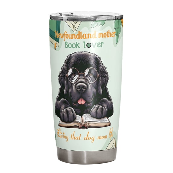 Newfoundland Mother Book Lover Living That Dog Mom Life Happy Mother's Day 20oz Stainless Steel Tumbler Insulated Cup with Lid Newfie Dog Lover Gifts - 03004