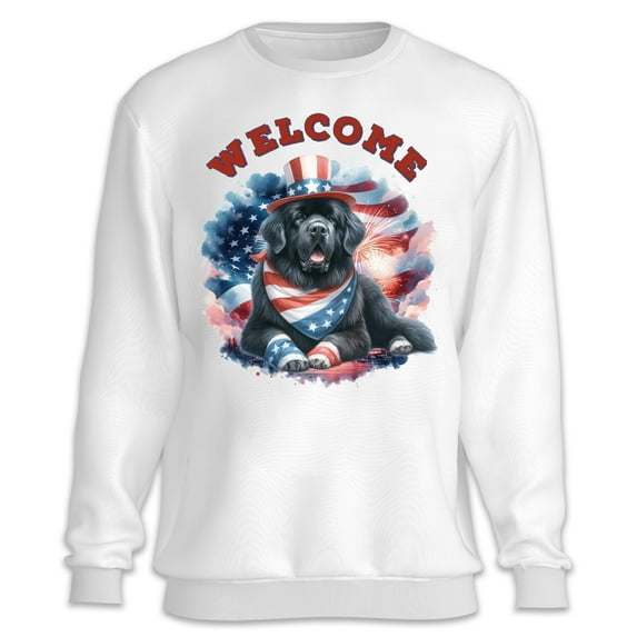 Newfoundland Patriotic Welcome for 4Th of July Independence Day Sweatshirt Unisex Merch Newfie Dog Lover Gifts - 00010