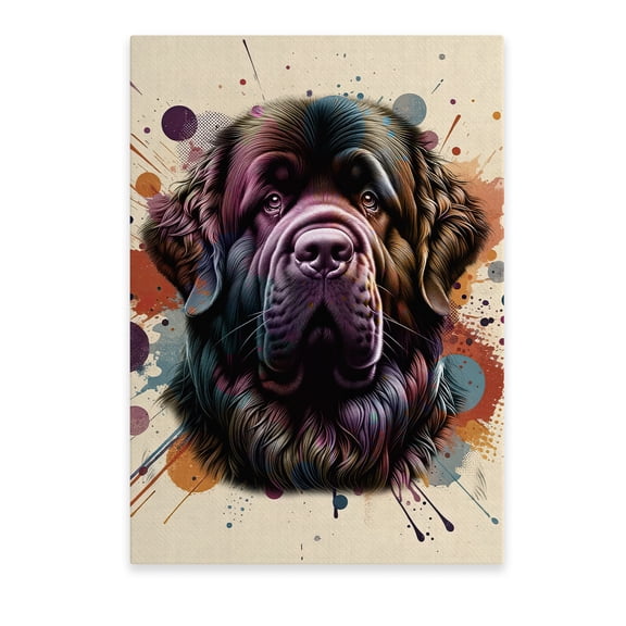 Newfoundland Portrait Watercolor Vintage Retro Styles Vertical Matte Canvas Poster Newfie Dog Lover Gifts Wall Art Home Decor - 00001