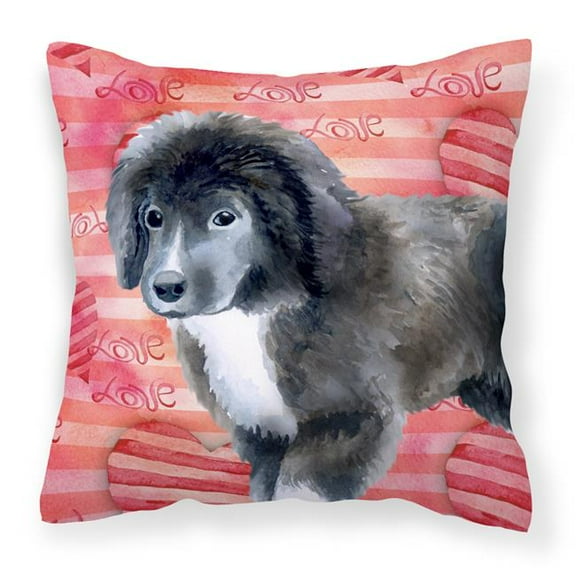 Newfoundland Puppy Love Fabric Decorative Pillow