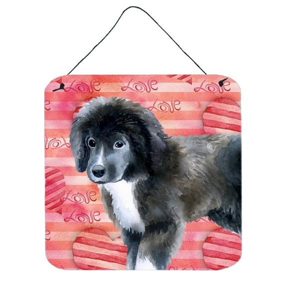Newfoundland Puppy Love Wall or Door Hanging Prints Red