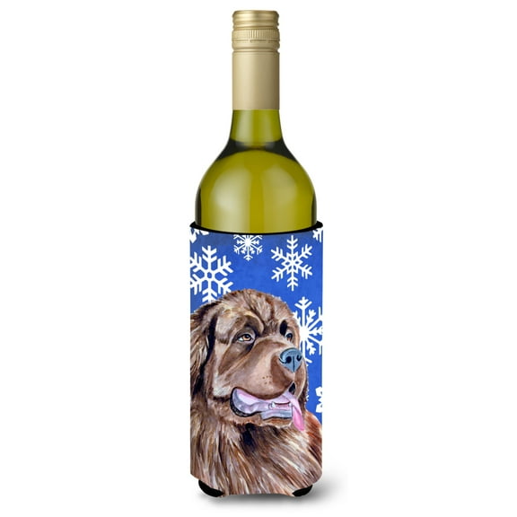 Newfoundland Winter Snowflakes Holiday Wine Bottle Hugger