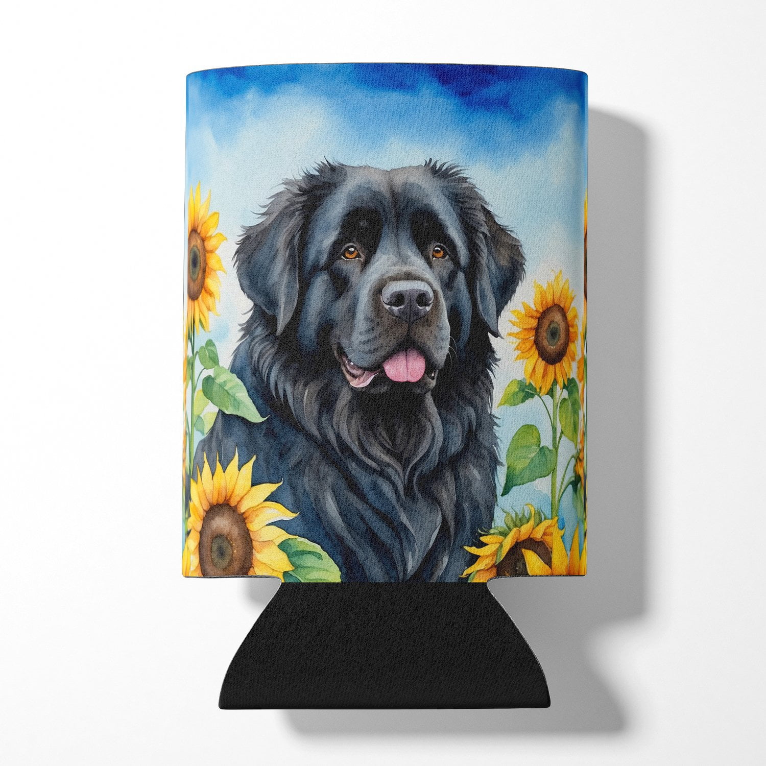 Newfoundland in Sunflowers Can or Bottle Hugger 3 in x 5 in