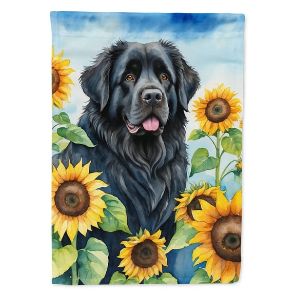 Newfoundland in Sunflowers Garden Flag 11.25 in x 15.5 in