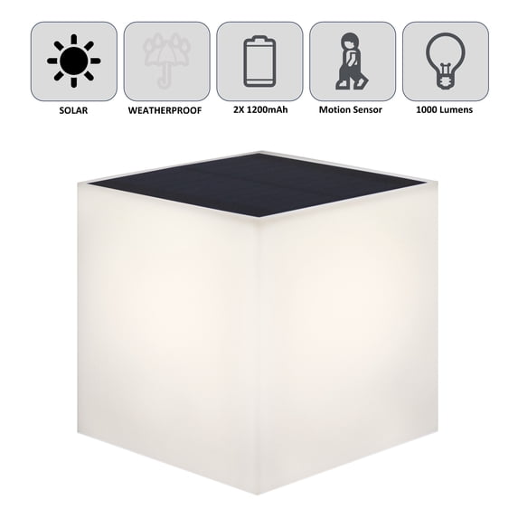 Newgarden LED Wally 7" Solar Wall Light 1000-Lumens Motion and Twilight Sensors IP65 Waterproof On Off Switch Recycled Materials