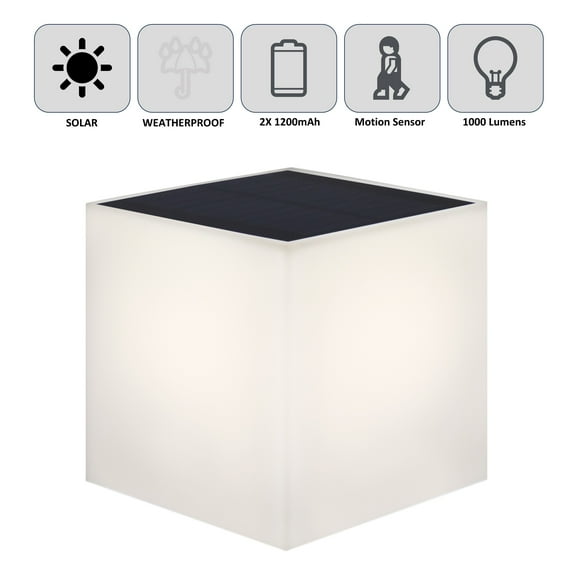 Newgarden LED Wally 7" Solar Wall Light 1000-Lumens Motion and Twilight Sensors IP65 Waterproof On Off Switch Recycled Materials