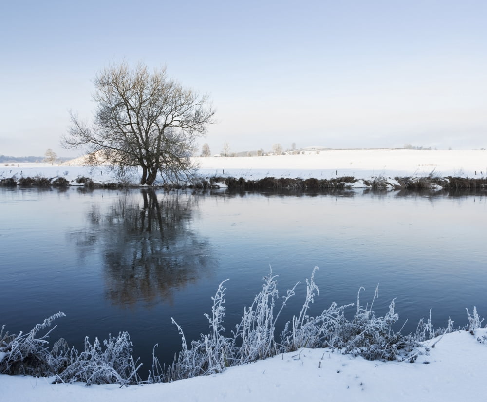 Newgrange And The River Boyne In Winter Boyne Valley County Meath Ireland Canvas Art - Peter McCabe Design Pics (17 x 14)
