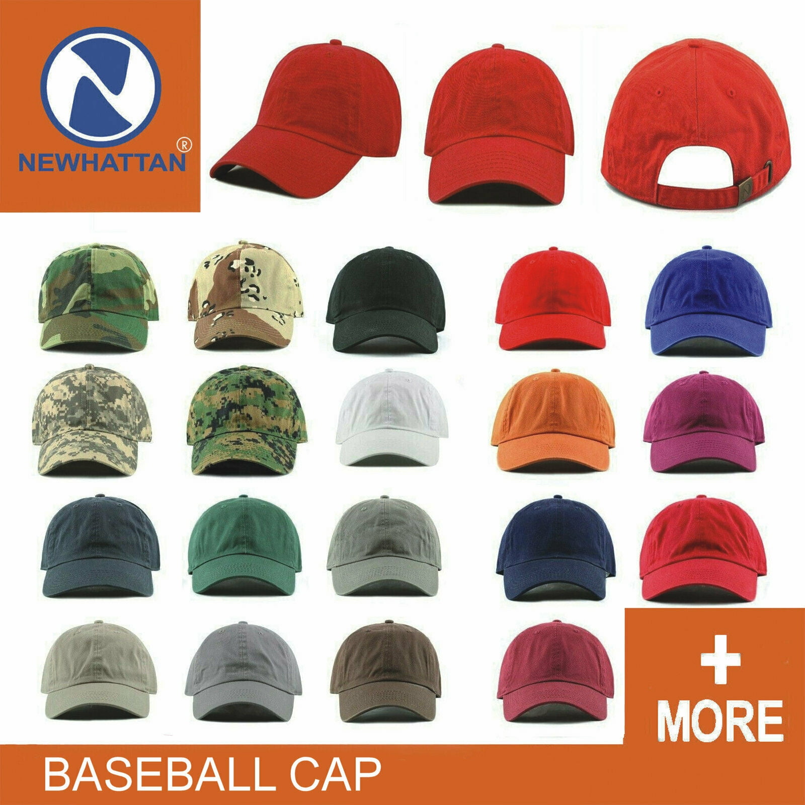 Newhattan Plain 100 Cotton Hat Men Women Adjustable Baseball Cap Walmart