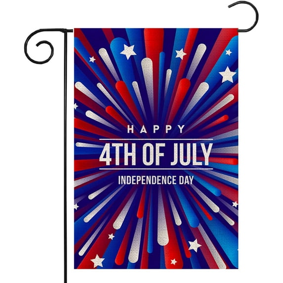 Newhomestyle 4th of July Garden Flag Patriotic Independence Day Double Sided Vertical Burlap Yard Flags Anti-Fade for Outdoor Decor Farmhouse Holiday Seasonal Outside Durable Decorations, 12x18 Inch