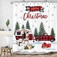 thumbnail image 1 of Newhomestyle Christmas Shower Curtain, Black and Red Buffalo Check Plaid Farmhouse Truck Snowman Camping Fabric Shower Curtains Set for Bathroom, 72x72 inches, 1 of 7