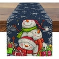 thumbnail image 1 of Newhomestyle Christmas Table Runner Snow Man Snow Flake Table Runner Blue Christmas Table Runner Winter Holiday Table Runners Christmas Table Decorations 13x72 in, 1 of 5