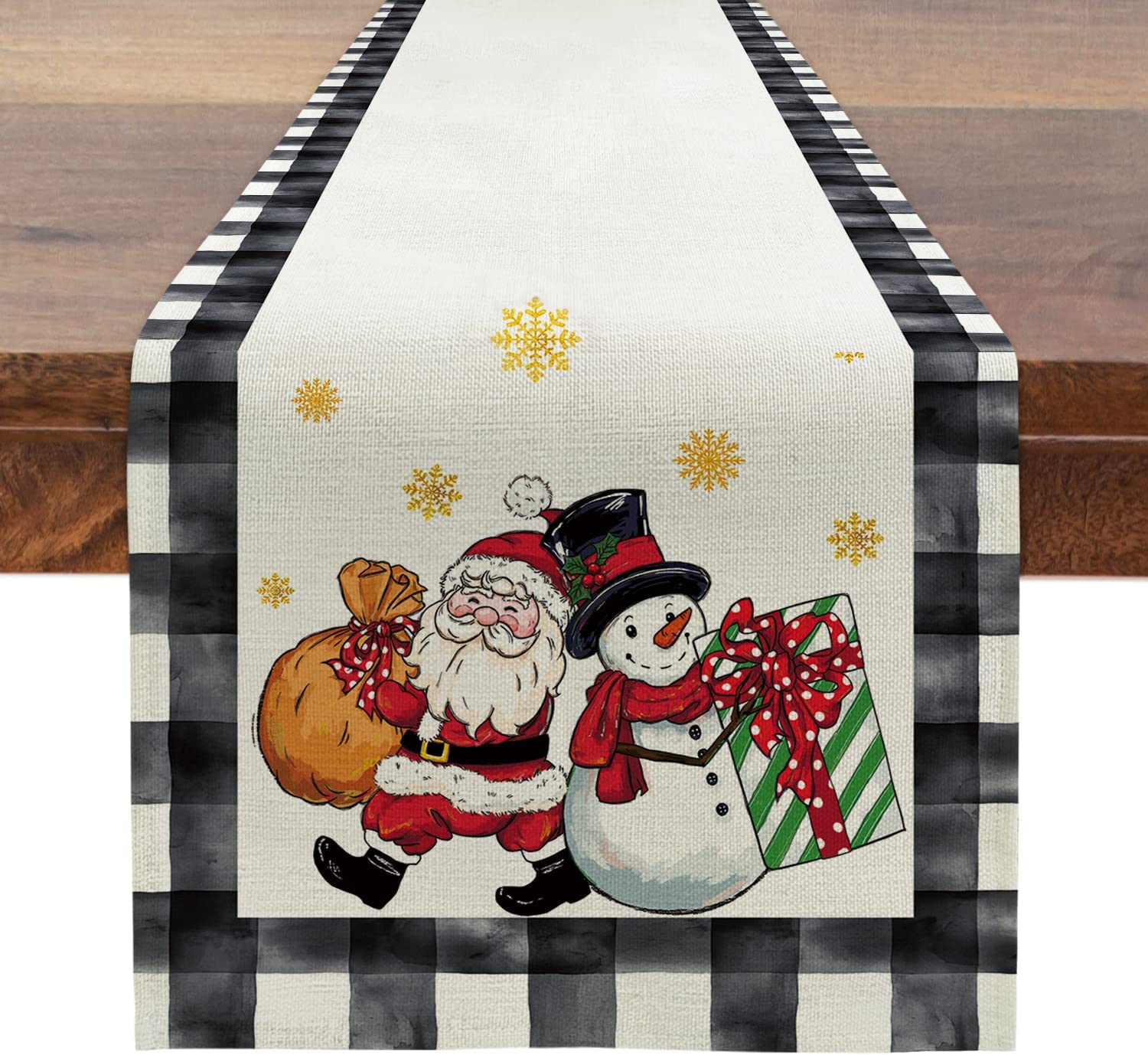 Newhomestyle Christmas Tree Table Runner Santa Claus Snow Man Table