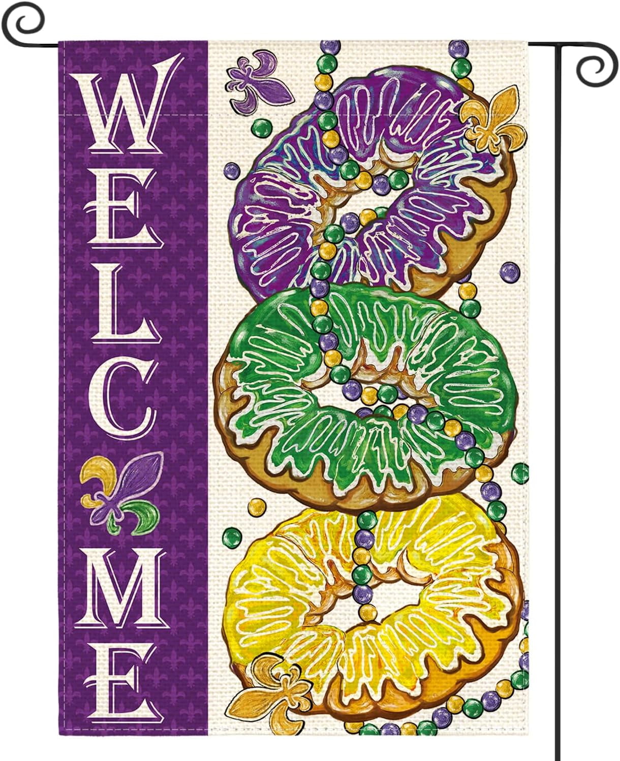 mardi gras garden flag nearby