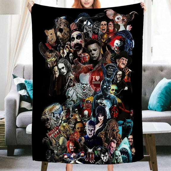 Newhomestyle Fashion Halloween Horror Movie Film Character Throw Blanket, Flannel Blankets and Throws for Better Relaxing, Supe Soft Air Condition Blanket 60x80 in