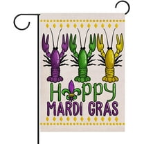 Newhomestyle Happy Mardi Gras Boil Crawfish Garden Flag, Fleur De Lis Beads Carnival Celebrate Prom Decorative Yard Outdoor Small Decor, Masquerade Party Home Outside Decorations 12x18