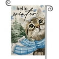 thumbnail image 1 of Newhomestyle Hello Winter Cat Snow Garden Flag, Seasonal Holiday Farmhouse Yard Outdoor Decoration12x18 Inch, 1 of 7