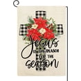 thumbnail image 1 of Newhomestyle Jesus is the Reason for the Season Garden Flag ,Buffalo Check Plaid Cross Yard Flag Xmas Winter Holiday Yard Outdoor Decoration 12x18 inch, 1 of 6