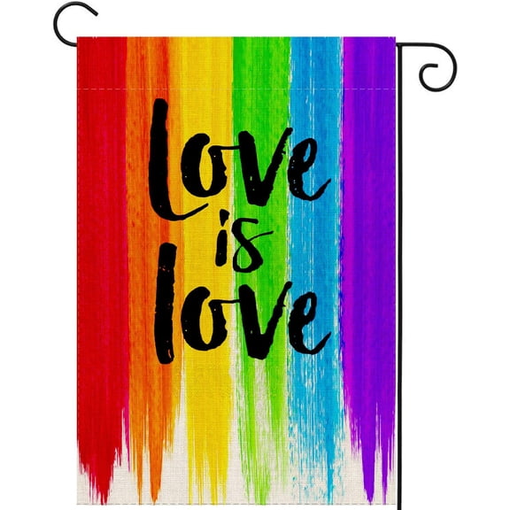 Newhomestyle Love is Love Rainbow Garden Flag ,Pride Gay Pride Lesbian LGBT, Yard Flag Outdoor Decoration 12×18 Inch