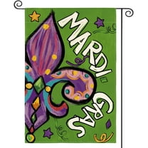 Newhomestyle Mardi Gras Garden Flag 12x18 Inch Double Sided, Fleur de Lis New Orleans Carnival Yard Outdoor Decoration