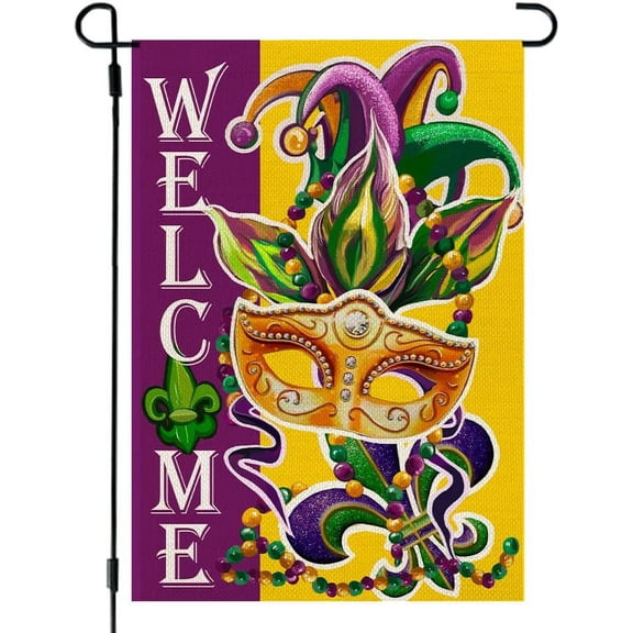 Newhomestyle Mardi Gras Garden Flag Masquerade Ball 12x18 Inch Reversible Sided Yard Outdoor Decoration