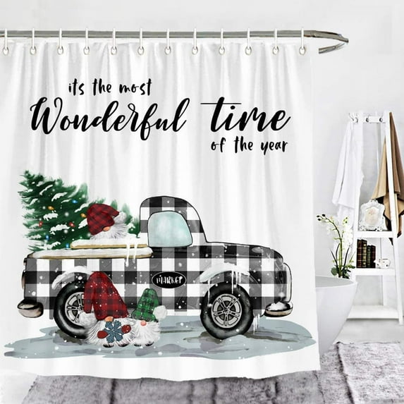 Newhomestyle Merry Christmas Trees Shower Curtain Farmhouse Bathroom Decor with Hooks 72 x 72 Inches