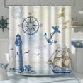 thumbnail image 1 of Newhomestyle Nautical Sailboat Lighthouse Compass Polyester Shower Curtain for Bathroom 72 x 72 inch, 1 of 6