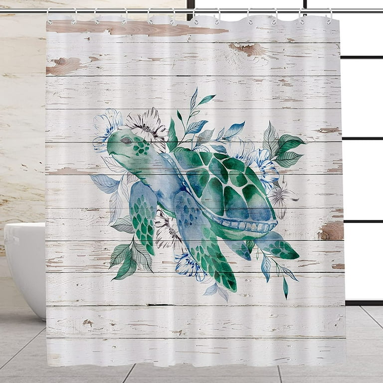 Newhomestyle Sea Turtle Shower Curtain for Bathroom, Beach Themed