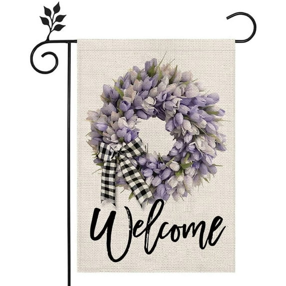 Newhomestyle Spring Floral Tulips Lily Welcome Garden Flag 12×18 Inch Small Vertical Double Sided Seasonal Outside Decor for Yard Farmhouse