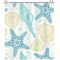 thumbnail image 1 of Newhomestyle Starfish Seashell Theme Shower Curtain 72x72 Inch Lovely Blue Nautical Coastal Beach Undersea Life with 12 Plastic Hooks Decor, 1 of 7