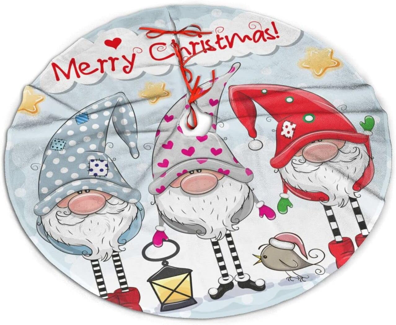 Newhomestyle Three Cute Gnomes Christmas Tree Skirt Christmas Winter