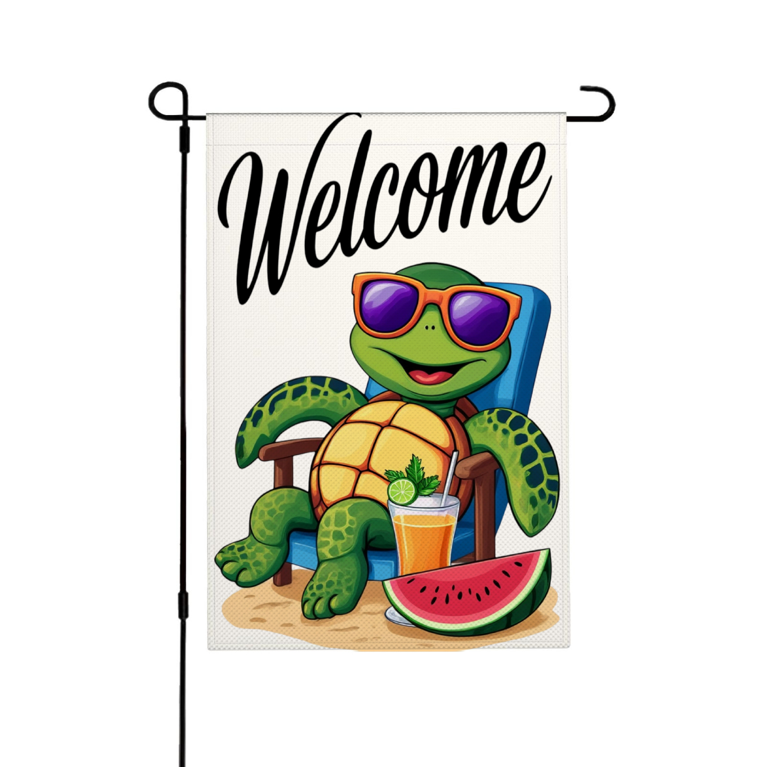 Newhomestyle Welcome Turtle with Sunglasses and Watermelon Linen Garden ...