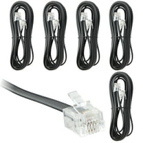 Newhouse Hardware 15 ft Telephone Extension Cord, With RJ11 (6P4C) Connectors, Works with Telephones, Fax Machines, Modems, 5-Pack, Black