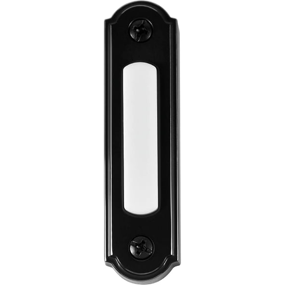 Newhouse Hardware LED Lighted Metal Door Chime Push Button (Black) | Surface Mount Bell Replacement Wired Doorbell for Most Chimes
