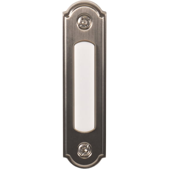 Newhouse Hardware LED Lighted Metal Door Chime Push Button (Satin Nickel) | Surface Mount Lighted Door Bell Button | Replacement Wired Doorbell Button for Most Door Bell Chimes
