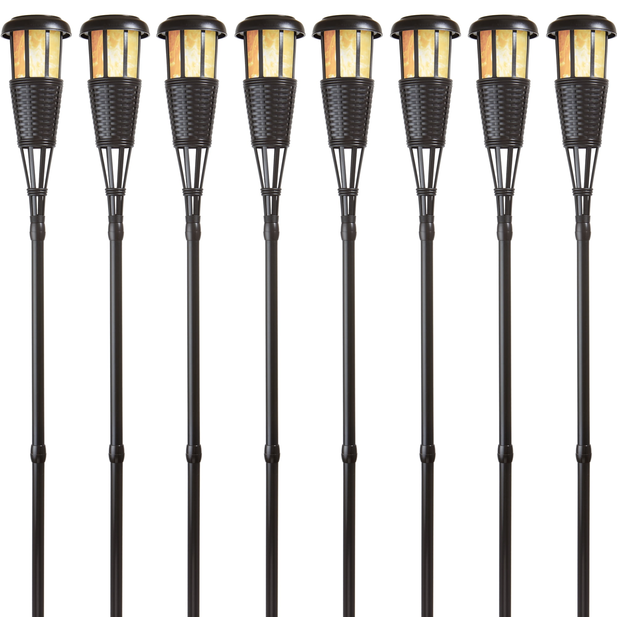 Newhouse Lighting Solar Dark Chocolate LED Outdoor Island Torches, 8 Pack