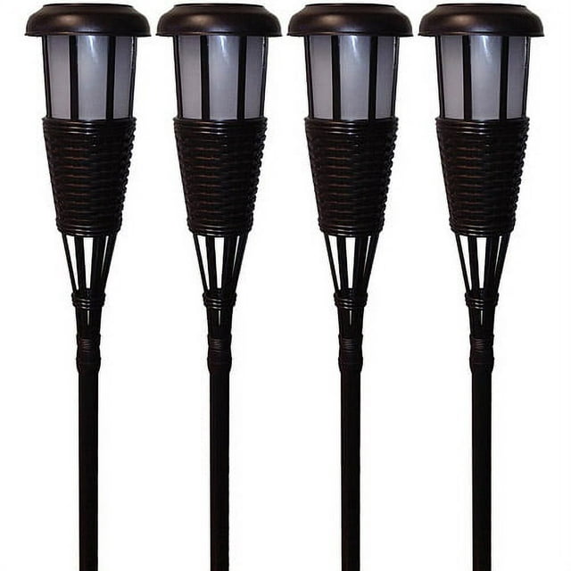 Newhouse Lighting Solar Flickering Island Torches, Dark Chocolate (Pack of 4)