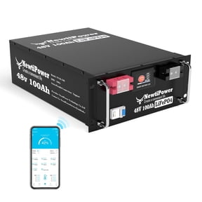 NewiPower 48V 100Ah Server Rack LiFePO4 Battery,200A BMS Lithium Battery for Power Storage