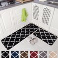 thumbnail image 1 of Newlake 2 Piece Microfiber Kitchen Rug Set Moroccan Trellis Non-Slip Soft Bathroom Rugs (Black, 17"x48"+17"x24"), 1 of 6