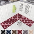 thumbnail image 1 of Newlake 2 Piece Microfiber Kitchen Rug Set Moroccan Trellis Non-Slip Soft Bathroom Rugs (Red, 17"x48"+17"x24"), 1 of 5