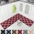 thumbnail image 1 of Newlake 2 Piece Microfiber Kitchen Rug Set Moroccan Trellis Non-Slip Soft Bathroom Rugs (Red, 20"x63"+20"x31"), 1 of 5
