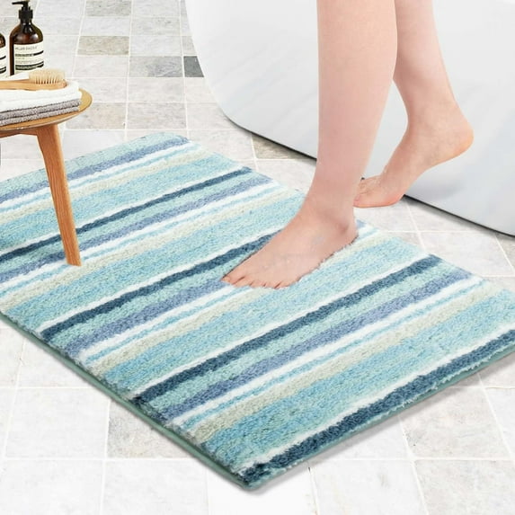 Newlake Bathroom Rug Soft Absorbent Fluffy Microfiber Bath Rug Non-Slip Shaggy Bath Mat for Tub (Aqua, 20"x32")