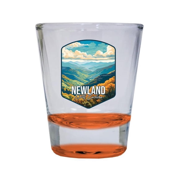 Newland North Carolina Design A Souvenir 2 oz Round Shot Glass Orange
