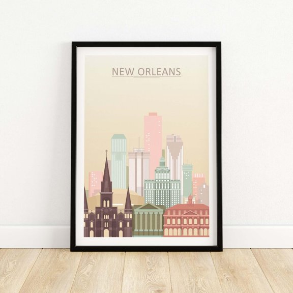 Newleans City Skyline Print Big Easy Wall Art Poster Cityscape Bedroom Office Wall Decor Wall Art Gift Newleans Gift