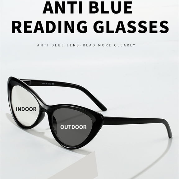 Newliyin Photochromic Reading Glasses with Blue Light Blocking Cat Eye Frames for Women , Reader Glasses for Computer, Black, 2.0x