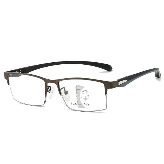 Newliyin Progressive Reading Glasses with Blue Light Filter, No-Line Bifocals Computer Glasses, Lightweight TR & Metal Frame, Adjustable Hinge for Men and Women, Grey, 2.0 x